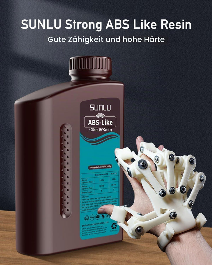 SUNLU ABS-Like 3D Drucker Resin 1KG, 405nm UV-härtendes Standard Photopolymer Schnellharz für den LC