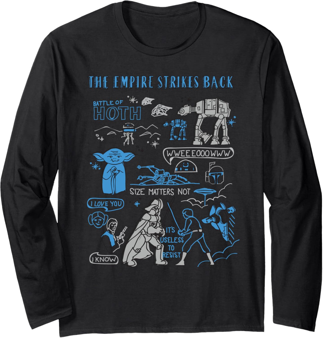 Star Wars The Empire Strikes Back Movie Poster Doodle Langarmshirt