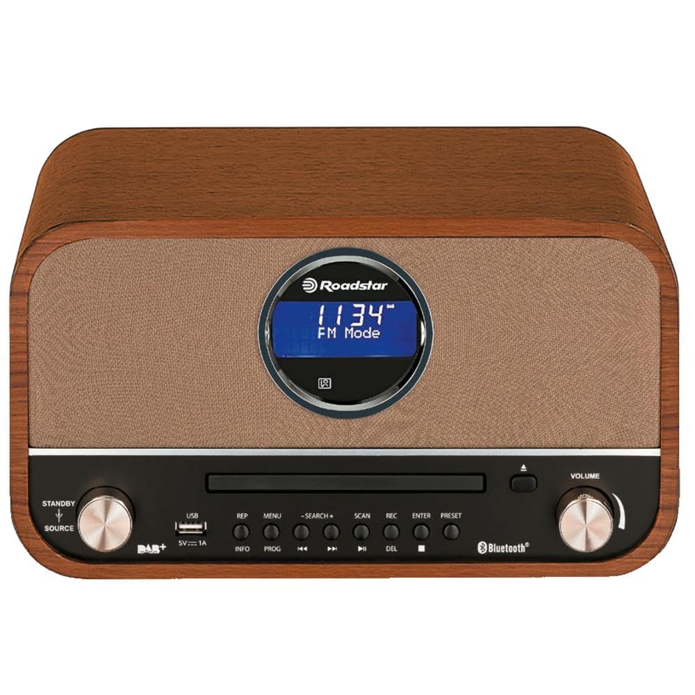 Roadstar HRA-1782NBT Vintage-Musikgerät, FM-Digitalradio, CD-MP3-Player, Bluetooth, USB Aufnahme und