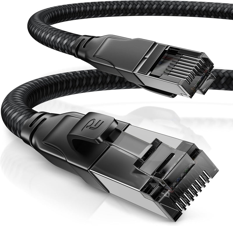 CSL - 30m CAT 7 Netzwerkkabel Black Series Gigabit Ethernet LAN Kabel - Baumwollmantel - 10000 Mbits