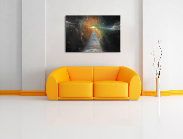 Pixxprint Kosmische Treppe in die Galaxis als Leinwandbild/Grösse: 100x70 / Wandbild/Kunstdruck/fert