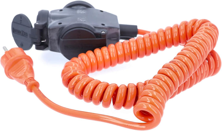 as - Schwabe 70414 Schutzkontakt-Spiralkabel, 5m H07BQ-F 3G1,5, orange, IP44 Gewerbe, Baustelle H07B