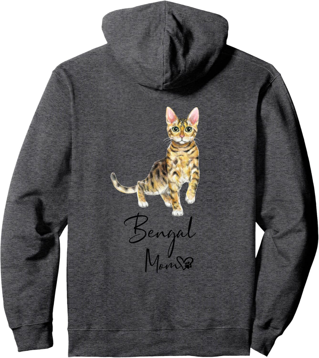 BENGAL MOM Mama Katze Katzenmama Frauchen Rückendruck Pullover Hoodie
