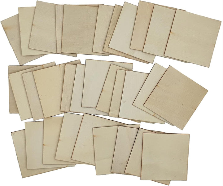 100 Stück unfertige Sperrholzblätter, 7,5 x 7,5 x 0,2 cm, quadratische Holzblätter, Blanko-Holzblätt