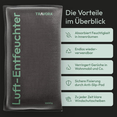 TRAVORA Luftentfeuchter Auto Kissen 1 kg mit Anti-Rutsch Pad - Entfeuchter Auto - Luftentfeuchter Au