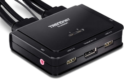 TRENDnet TK-220DPI 2-Port 4K DisplayPort 1.2 KVM-Switch mit Audio, 4K UHD (3840 x 2160@60Hz), 3,5-mm