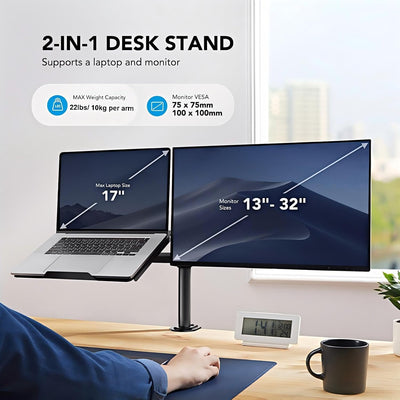 HUANUO Monitor Halterung mit Laptop Arm, Monitor Laptop Halterung für 13-32 Zoll Bildschirmhalterung