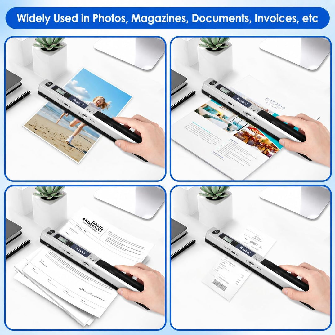 Handscanner Dokumentenscanner, A4 900 DPI Hohe Auflösung Farbfoto Portable Scanner, JPG/PDF Format U