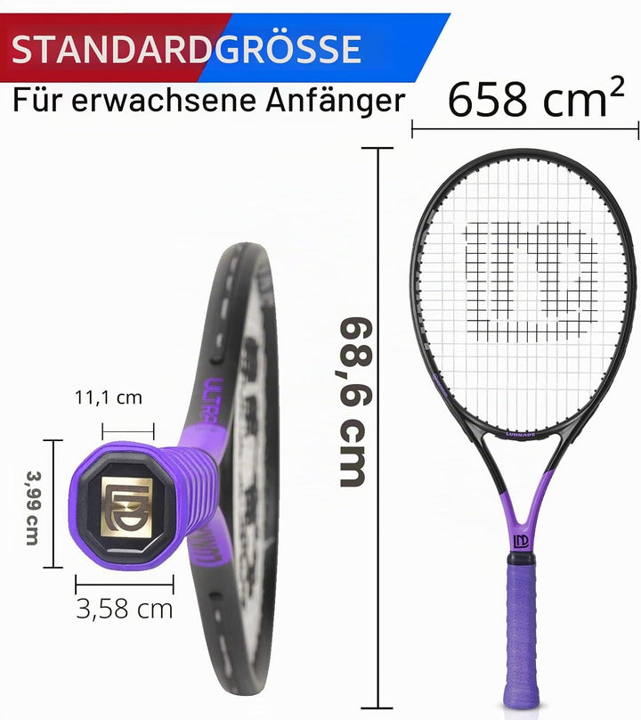 LUNNADE Tennisschläger für Erwachsene, 27 Zoll Leicht Tennisschläger mit Hülle, Geeignet für Damen H