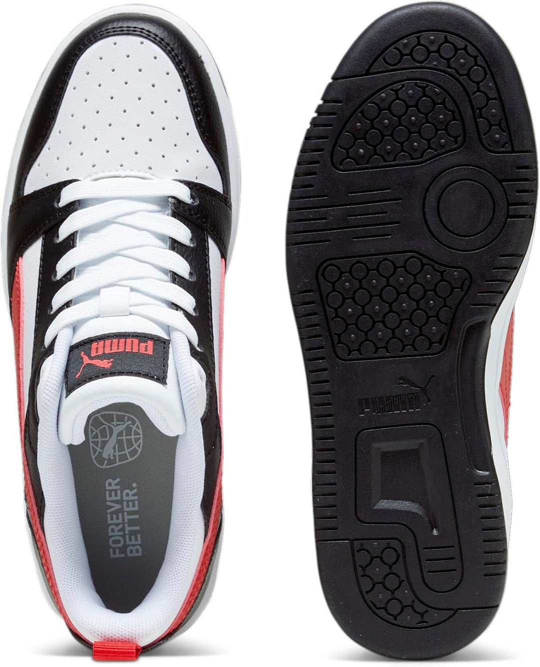 PUMA Unisex Kinder Rebound V6 Lo Jr Sneaker, Puma White For All Time Red Puma Black
