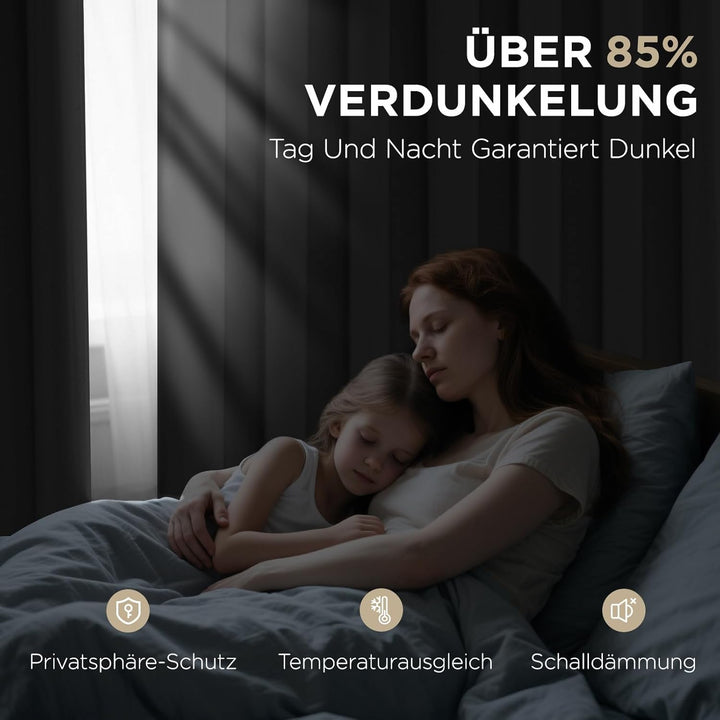 Joydeco Blickdichte Vorhänge mit Ösen Gardinen 2 Stück Verdunkelungsvorhang Thermovorhang Hitzeschut