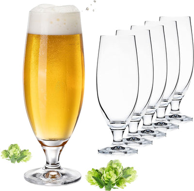 PLATINUX Bierkelche 500ml (max. 580ml) aus Crystalline Glas Set 6-Teilig Biertulpe Biergläser Weizen