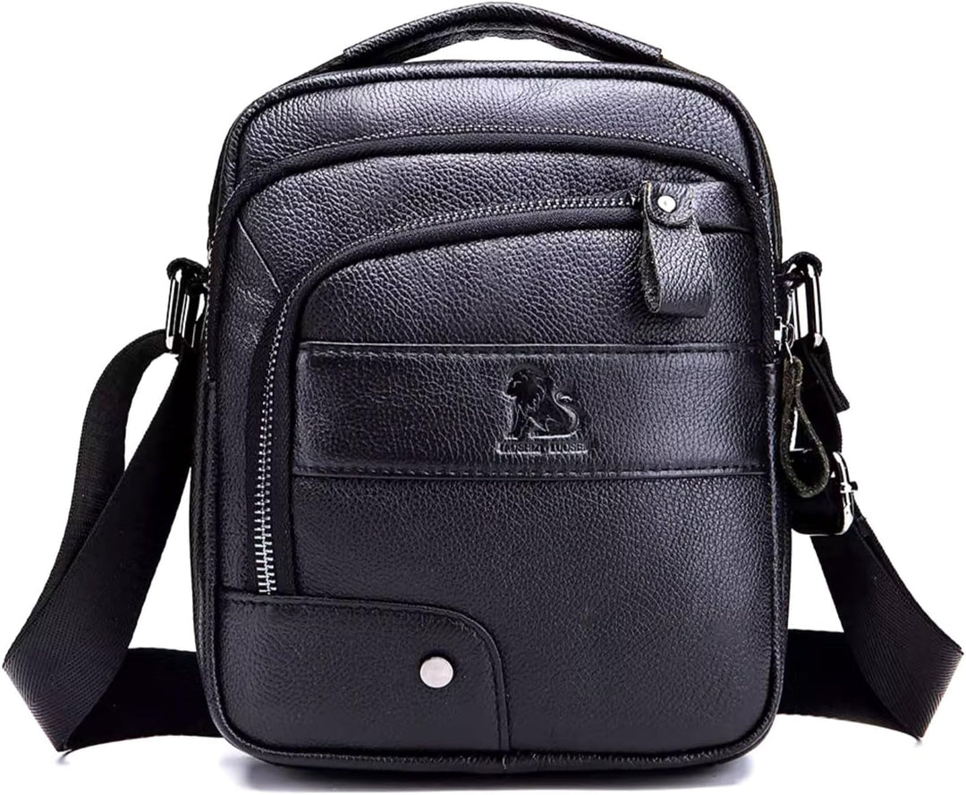 Umhängetasche aus Echtem Leder Herren Casual Fashion Crossbody Tasche Multifunktionaler Taschenbeute