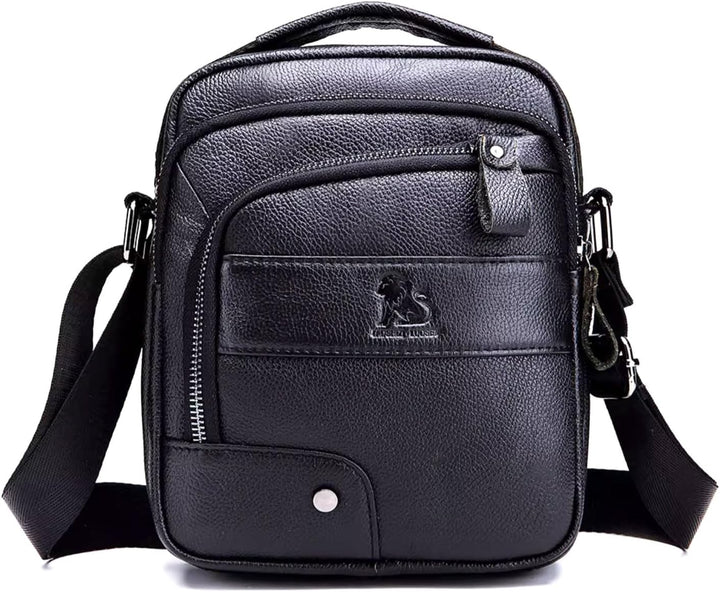 Umhängetasche aus Echtem Leder Herren Casual Fashion Crossbody Tasche Multifunktionaler Taschenbeute