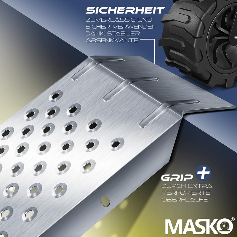 MASKO® 2X Auffahrrampe | Verladerampe | Verladeschiene | verzinkter Stahl | Antirutsch | 200kg* Pro