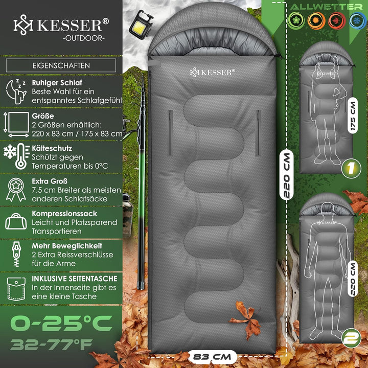 KESSER® Schlafsack Outdoor | Deckenschlafsack 3-4 Jahreszeiten | Camping-Sleeping-Bag für Erwachsene