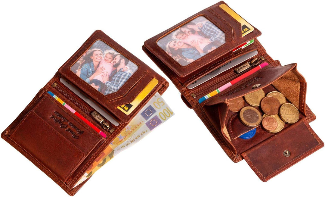 MATADOR Kleines RFID Blocker Portemonnaie Herren Klein Leder | Kleine Geldbörse Herren Slim Wallet m