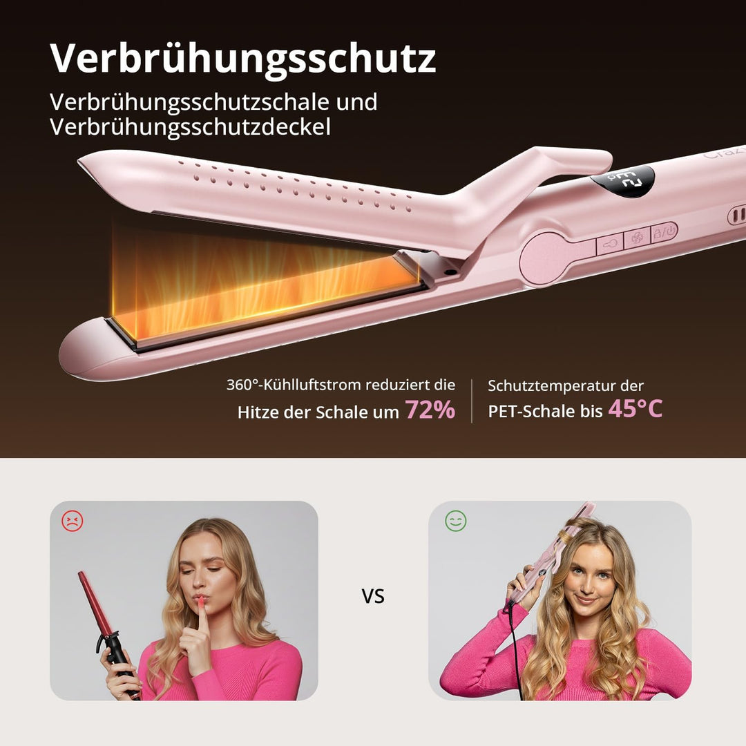 CrazyMar Glätteisen,2 In 1 Glätteisen Locken und Glätten,Ionen Air Glätteisen,9 Temperaturstufen(110