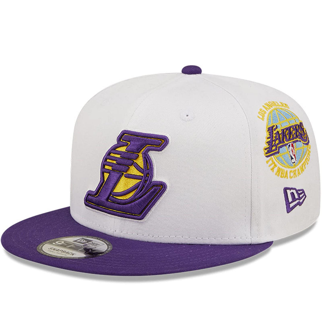 New Era 9FIFTY Stretch-Snap Cap All Over Patches Los Angeles Lakers White S/M