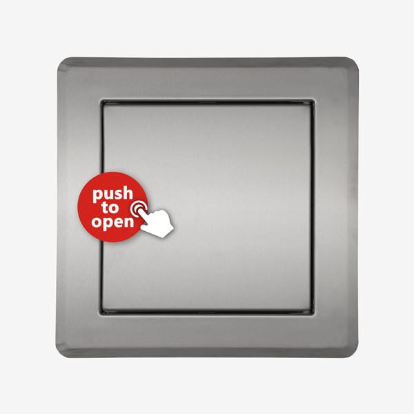 Wäscheschacht-Einwurftür Klappe Deckel QUATTRO PUSH (Edelstahl)
