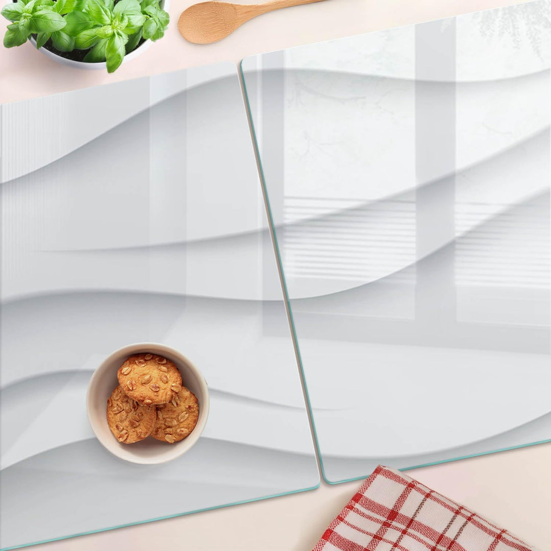 Tulup Schneidebrett Abdeckung Spritzschutz 2x40x52 cm Kochplattenabdeckung Weiss Herdabdeckplatte Ge