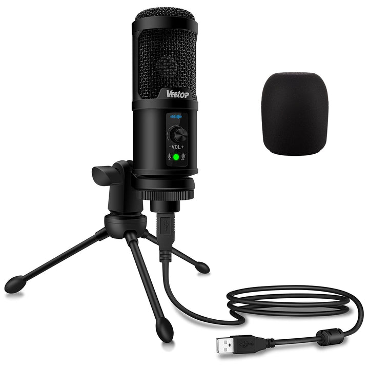Veetop USB Mikrofon PC Microphone mit hochqualitativer 192 kHz 24 Bit Abtastrate Standmikrofon Konde