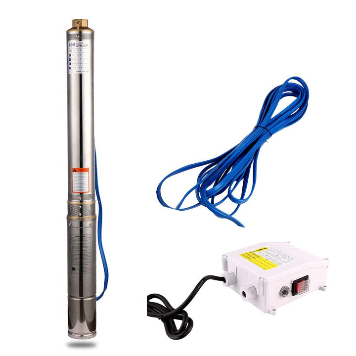 ZYIY 1Hp Tiefbrunnenpumpe 2,5-Zoll-Rohr-Edelstahl-Tauchtiefbrunnenpumpe Max Durchfluss 2.8m³/h Förde