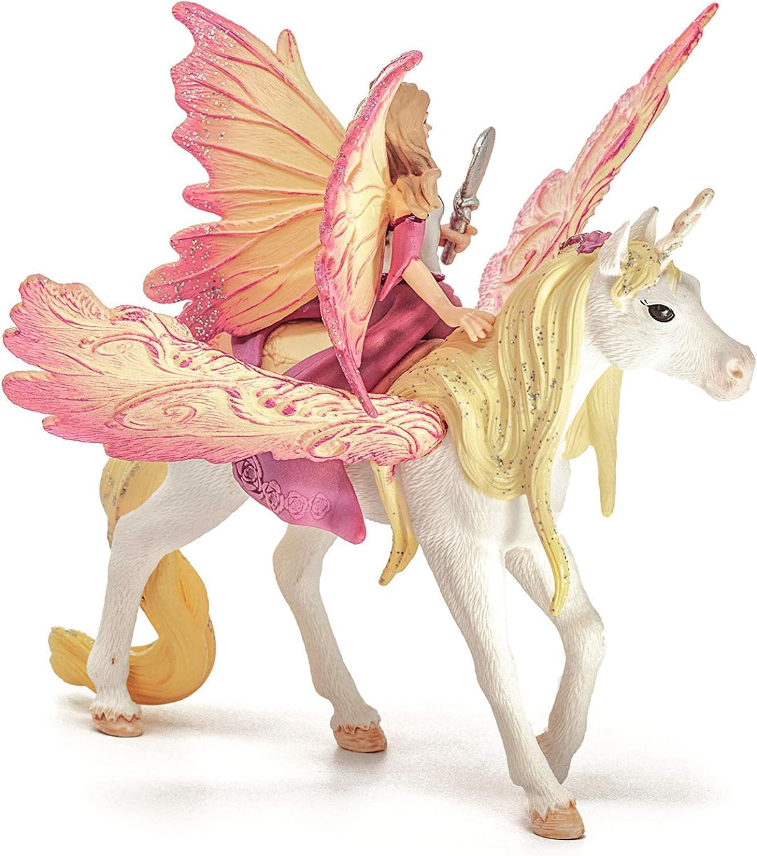 schleich BAYALA 70568 Fee Feya und Einhorn Pegasus Spielset, Magisches Fantasie Einhorn mit Flügel u