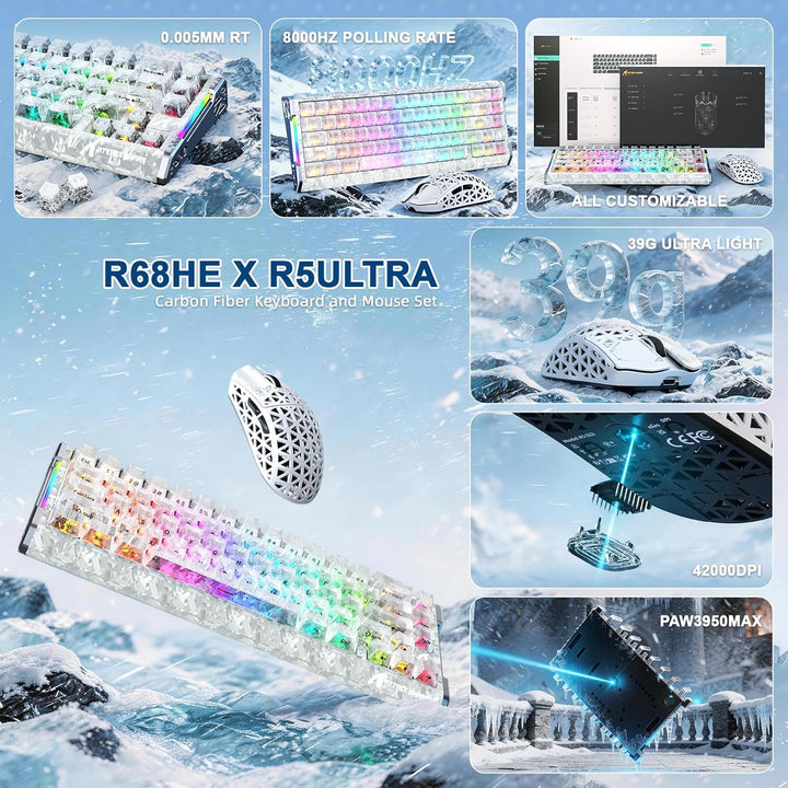 ATTACK SHARK R68HE 8kHz Forged Carbon&CNC-Aluminium Rapid Trigger Magnetisch Kabelgebunden Gaming-Ta