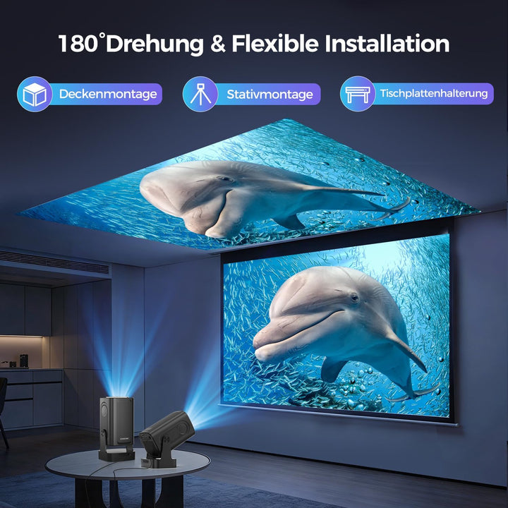 Alwtniet HY310 Mini Beamer 4K Unterstützt, 1080P Mini Projektor mit Autofokus &amp; Automatische Trapezk