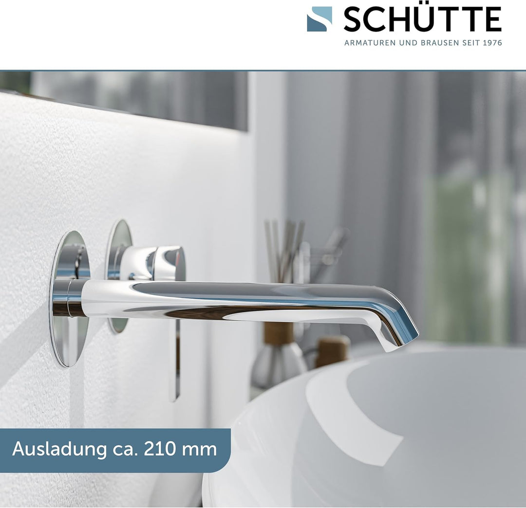 Schütte Los Angeles Waschtischarmatur für Wandmontage, Eleganter Wasserhahn fürs Badezimmer, Mischba