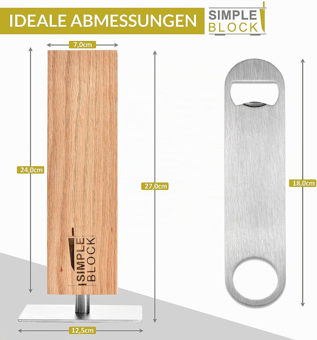 MELOX - Magnetischer Messerblock "Simpleblock" für 4-6 Messer inkl. Flaschenöffner - Messerblöcke ma