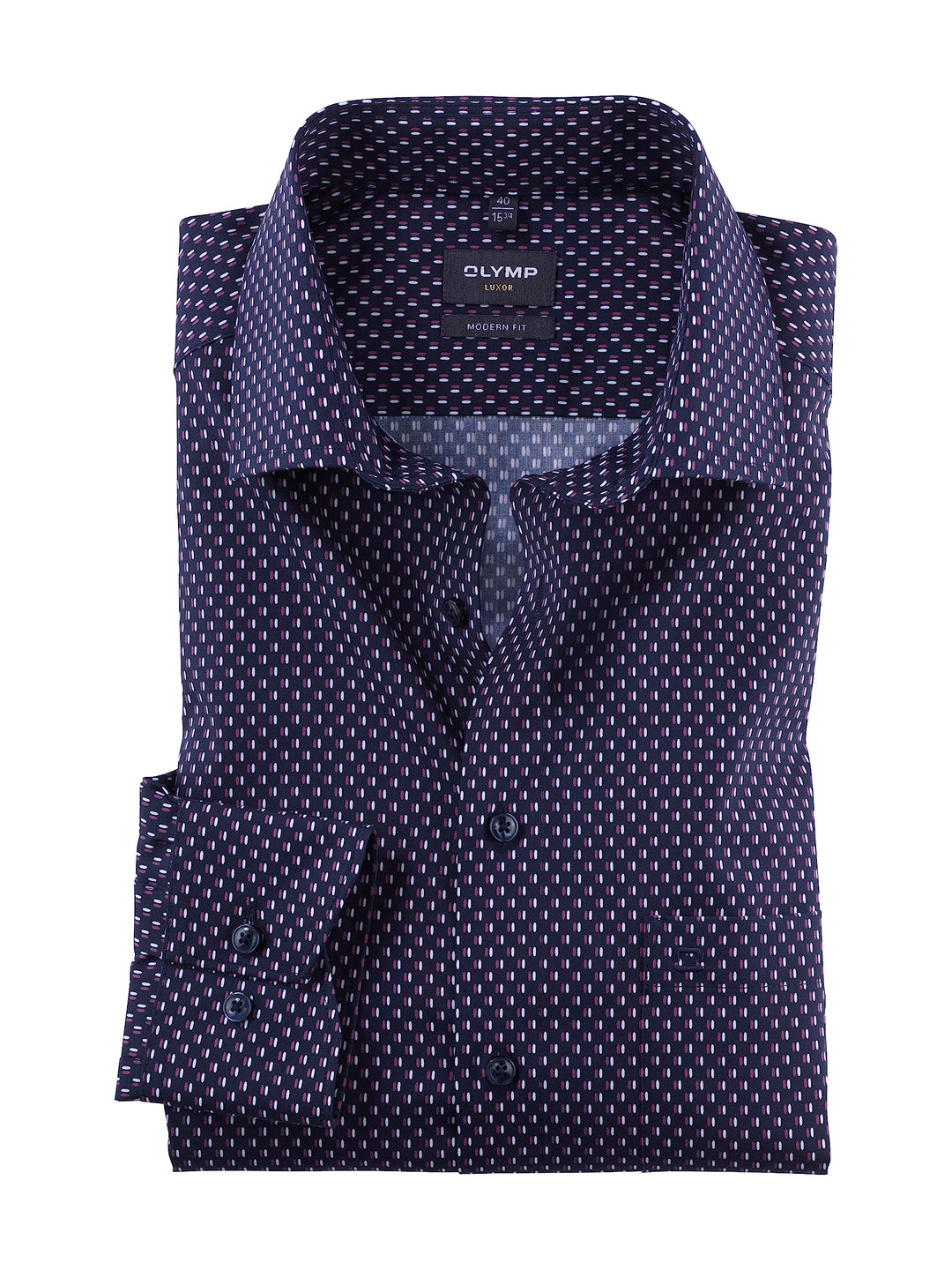 OLYMP Herren Businesshemd Langarm Luxor,Rotationsdruck,modern fit,Global Kent 37 Mauve 93, 37 Mauve