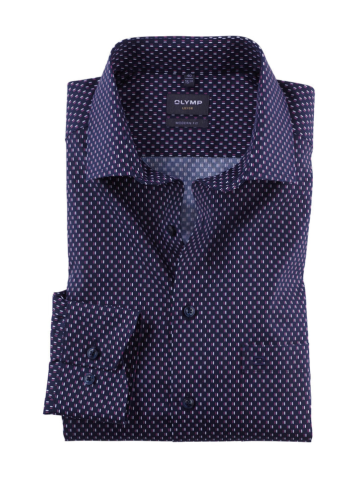 OLYMP Herren Businesshemd Langarm Luxor,Rotationsdruck,modern fit,Global Kent 37 Mauve 93, 37 Mauve