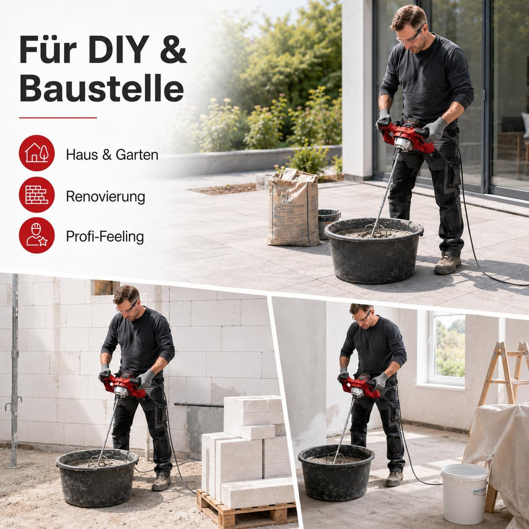LDHTHOPI Mörtelrührer,2200W Rührwerk mit 6-Gang-Getriebe, Soft-Start-Funktion,max.800 U/min,M14 Schn