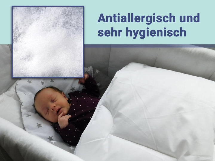 ZOLLNER flaches Kopfkissen für Kleinkinder - für Allergiker geeignet – Mischgewebe - waschbar bis 95