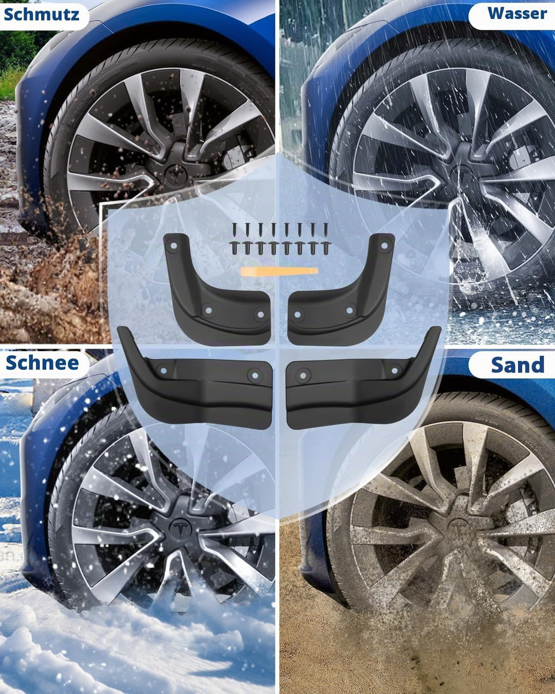 ASZSK Schmutzfänger für Tesla Model 3 2024, Model 3 Highland Spritzschutz Vorne und Hinten mit Befes