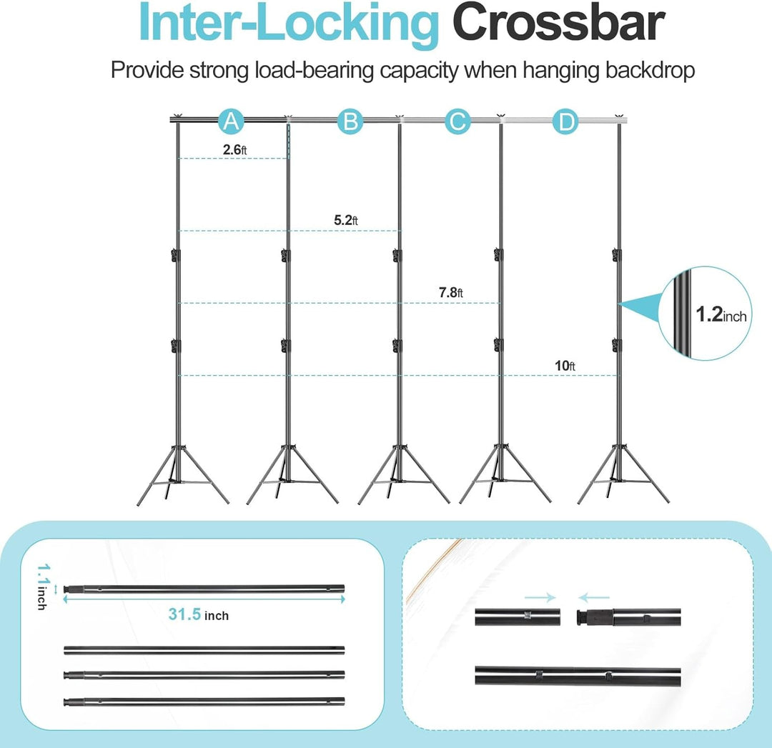 EMART 2,8x3m Hintergrundsystem stabiles Hintergrund Ständer belastbar bis 13,6kg mit 2 Klemmen, Back