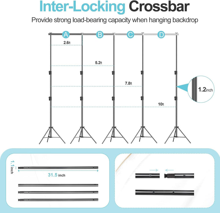 EMART 2,8x3m Hintergrundsystem stabiles Hintergrund Ständer belastbar bis 13,6kg mit 2 Klemmen, Back
