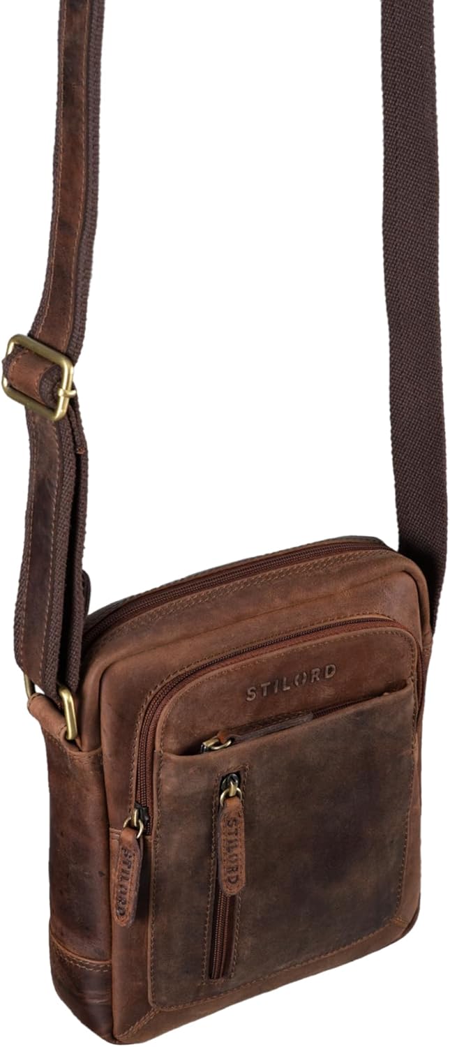 STILORD 'Jamie' Herren Ledertasche - Perfekt für Reisen & Alltag - Kleine Vintage Messenger Bag für