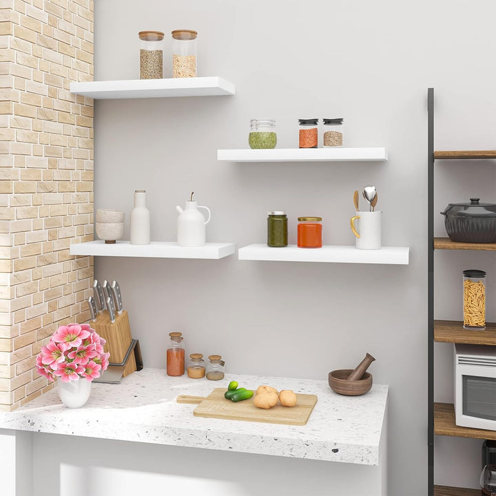 WOLTU 4X Wandregal Wandboard Bücherregal Regale für Deko Wandablagen aus MDF Holz, 4er Set Hängerega