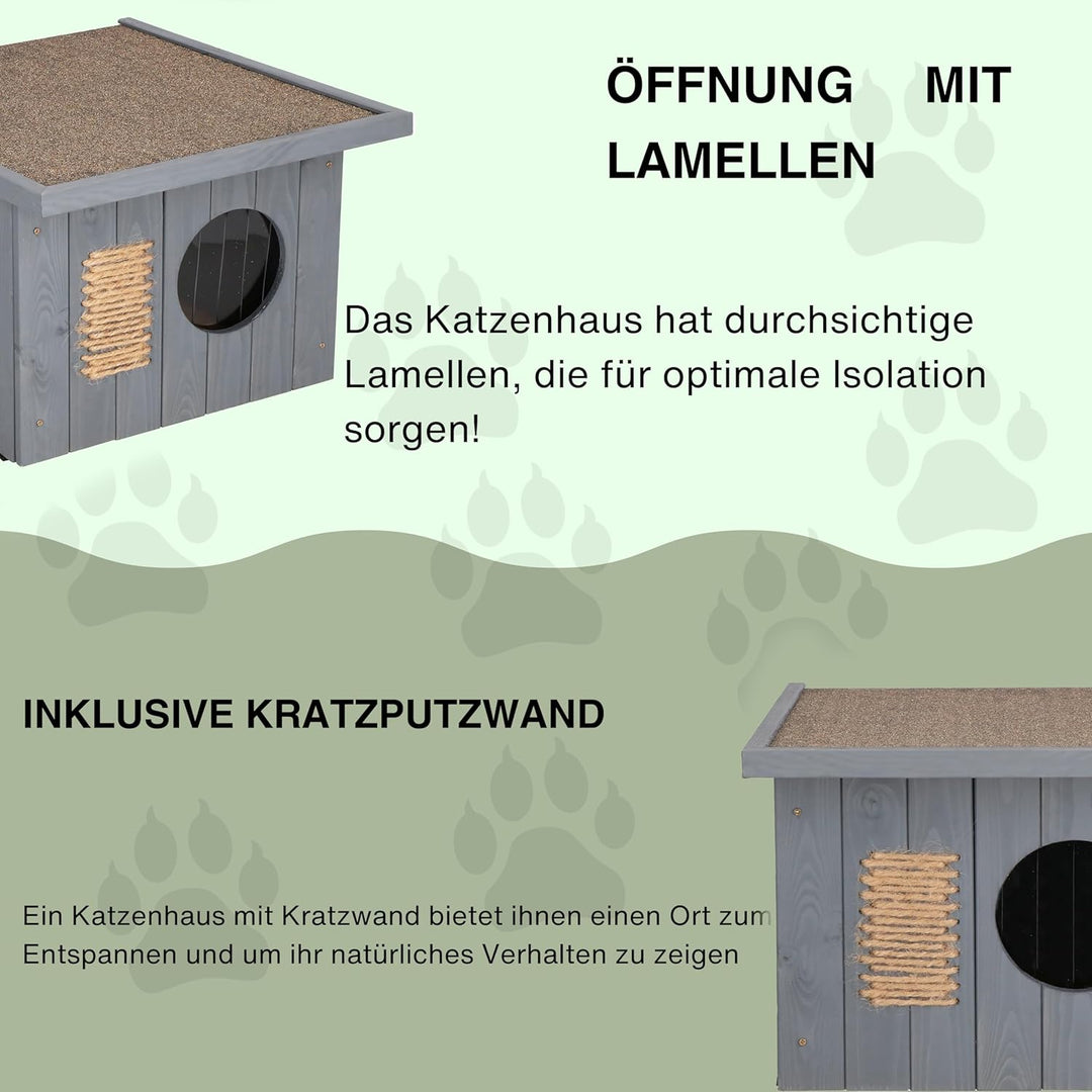 Katzenhaus Outdoor Winterfest, Katzenhaus Isoliert, Clawsable, Holz Outdoor, Katzenhütte 49,5 x 58 x