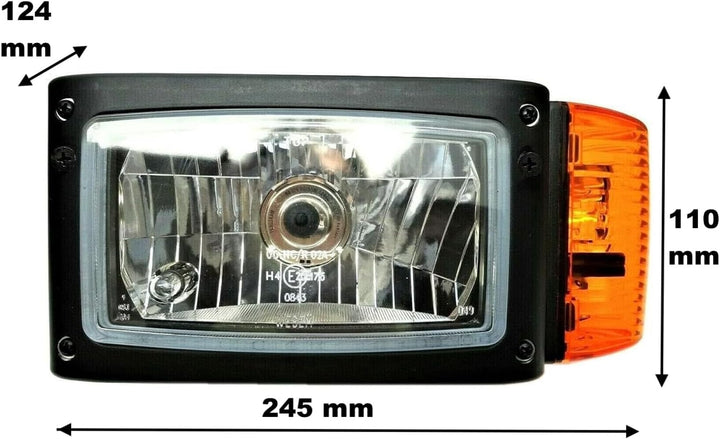 MelTruck® 2x Scheinwerfer H4 mit Blinker 12V für Radlader Baumaschinen Bagger Schneeräumer Manitou