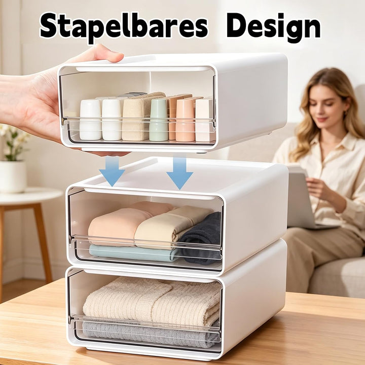 3 Stück Schreibtisch Organizer mit Schubladen, Stapelbare Schubladenbox Büro Organizer für Schublade