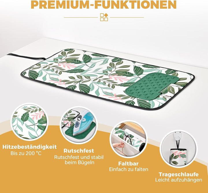 KINGRACK Bügelmatte für Dampfbügeleisen 79x42cm, Bügeldecke für Tisch mit Hitze, Extrem rutschfeste