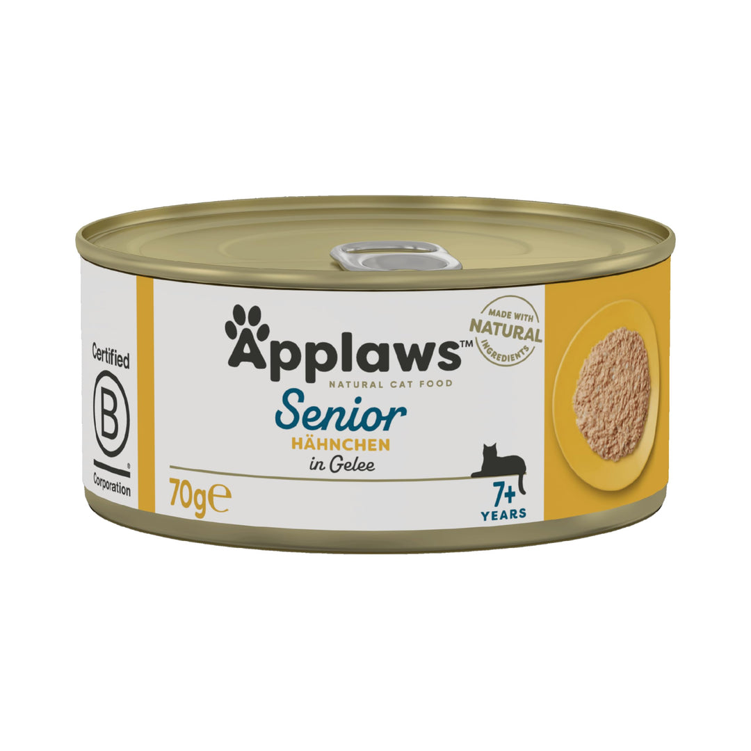 Applaws Senior Huhn in Gelee Katzen Nassfutter (24 Dosen) (24 x 70g) (kann variieren) Senior - Huhn