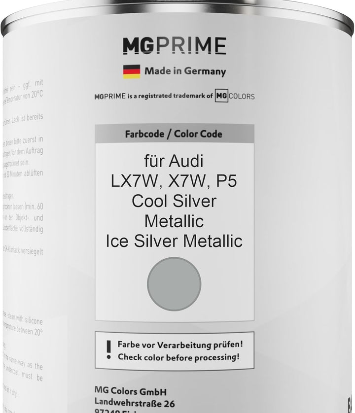 MG PRIME Autolack Dose Set für Audi LX7W / X7W / P5 Cool Silver Metallic/Ice Silver Metallic Basisla