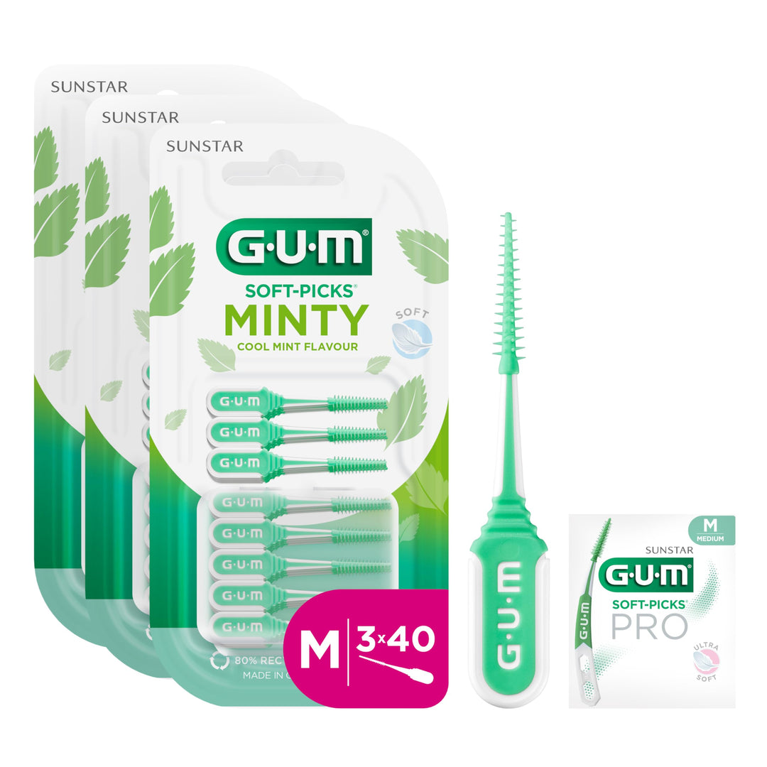 GUM SOFT-PICKS MINTY Interdentalreiniger | Zahnzwischenraumreinigung Und Plaqueentfernung | Breiter