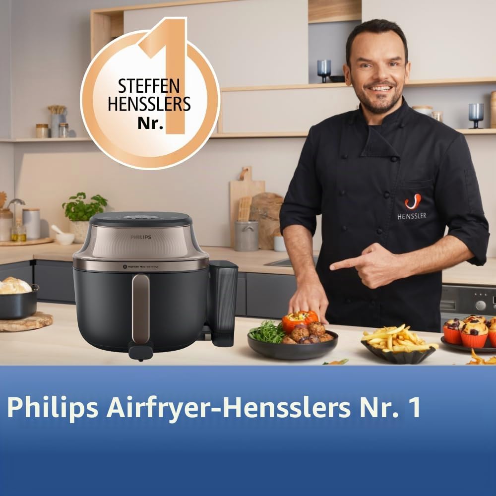 Philips Steam Airfryer 5000 Series Heissluftfritteuse mit Dampfgar-Funktion, Steam, Airfry, SteamFry