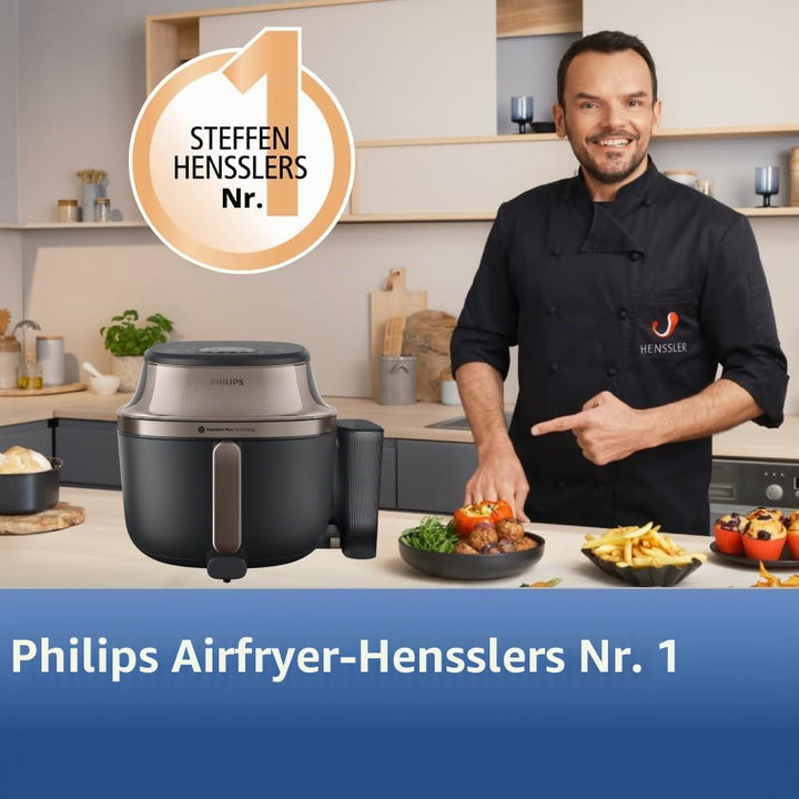 Philips Steam Airfryer 5000 Series Heissluftfritteuse mit Dampfgar-Funktion, Steam, Airfry, SteamFry
